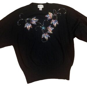 Vintage 80’s Wool/Angora Beaded and Sequin “Fireworks” Sweater by Impromptu